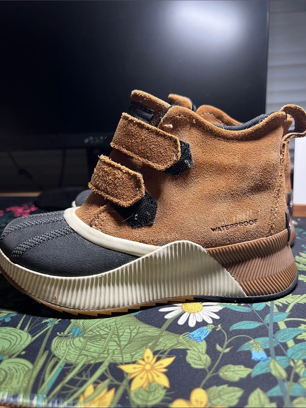 Sorel Kids Tan and Gray Waterproof Strap Winter Boots